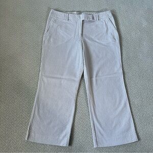 Garnet Hill Seersucker Capri Pants in Beige / Taupe Stripe